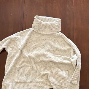 LOFT Cream Speckled Turtleneck Sweater